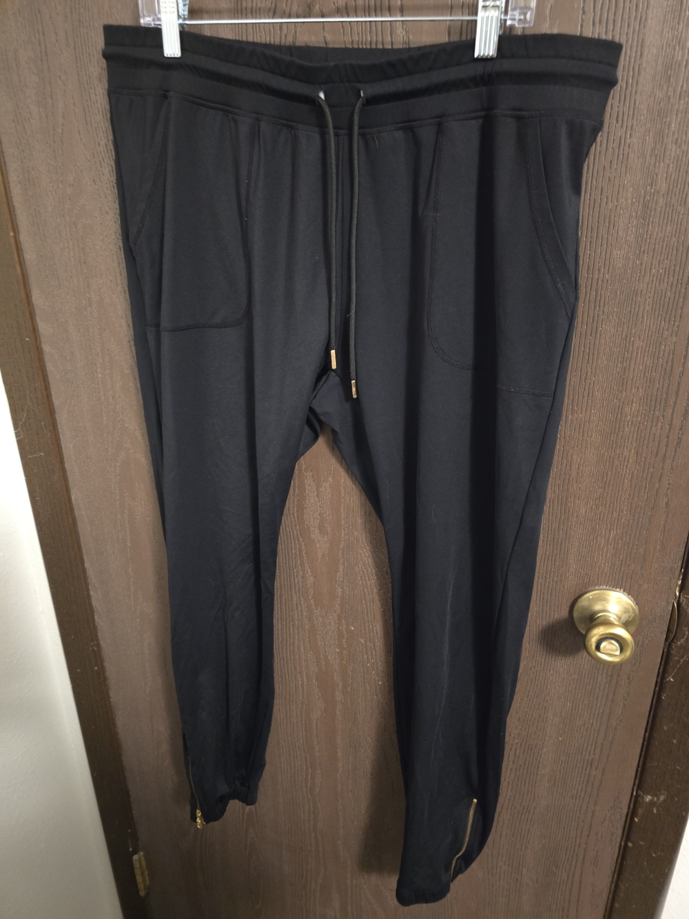 ZYIA Active Black Zip-Hem Drawstring Joggers